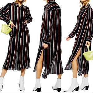 Topshop Striped Midi Shirt Dress